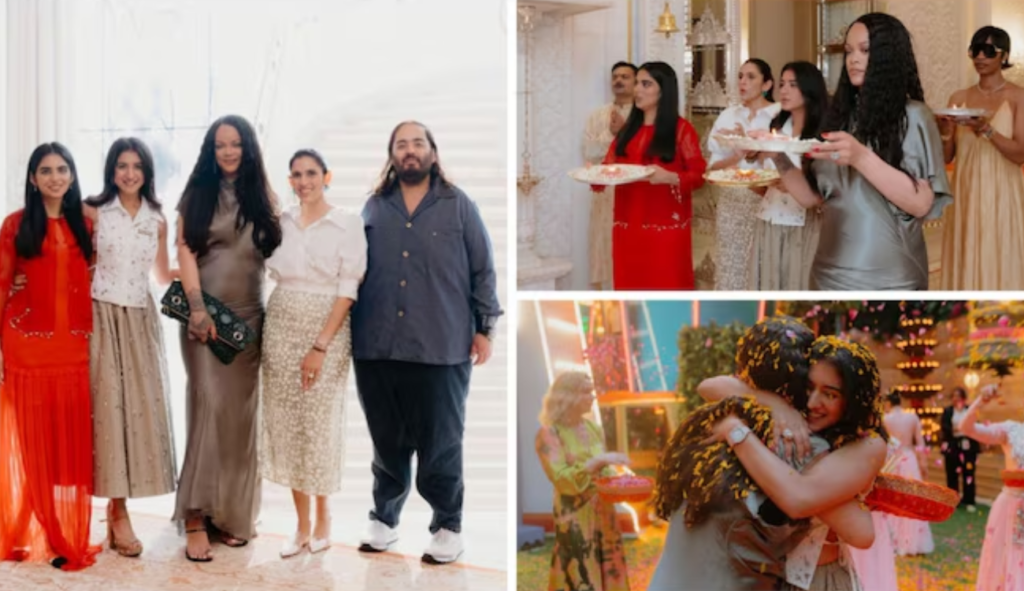 Rihanna performs puja, plays Phoolon Ki Holi at Ambani residence in Mumbai. Video