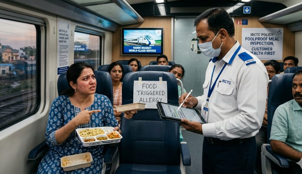 Woman Claims Food on Vande Bharat Triggered Allergy, IRCTC Says Inspection Found Meal “Satisfactory” Breaking News Today: Woman Claims Food on Vande Bharat Triggered Allergy