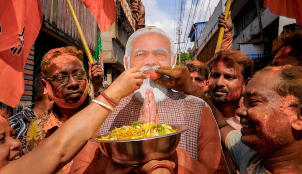 BJP matches Congress's peak under Indira Gandhi. Saffron surge from Kutch to Kibithu