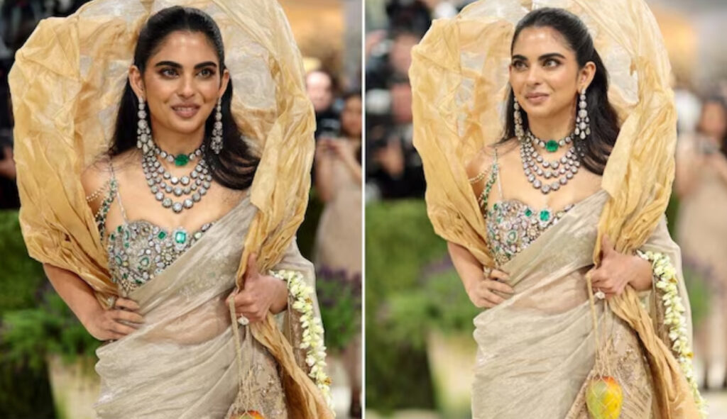 Isha Ambani takes a gold saree, gajra and 'aam' to the Met Gala 2026